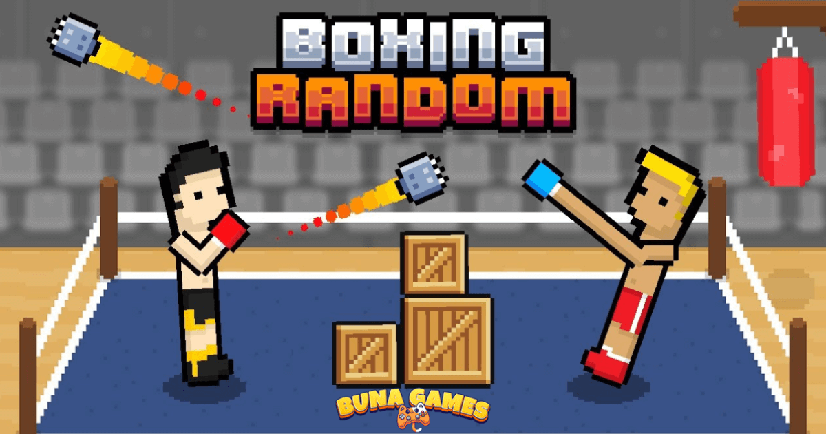 Pixelated Boxing Random game scene with two fighters in a ring throwing punches.