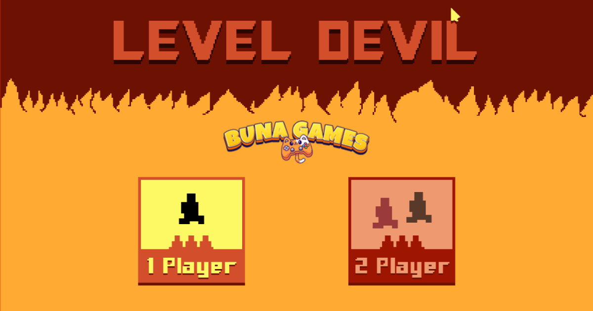 Level Devil 2 unblocked game interface showing a pixel hero navigating deceptive traps and moving spikes.
