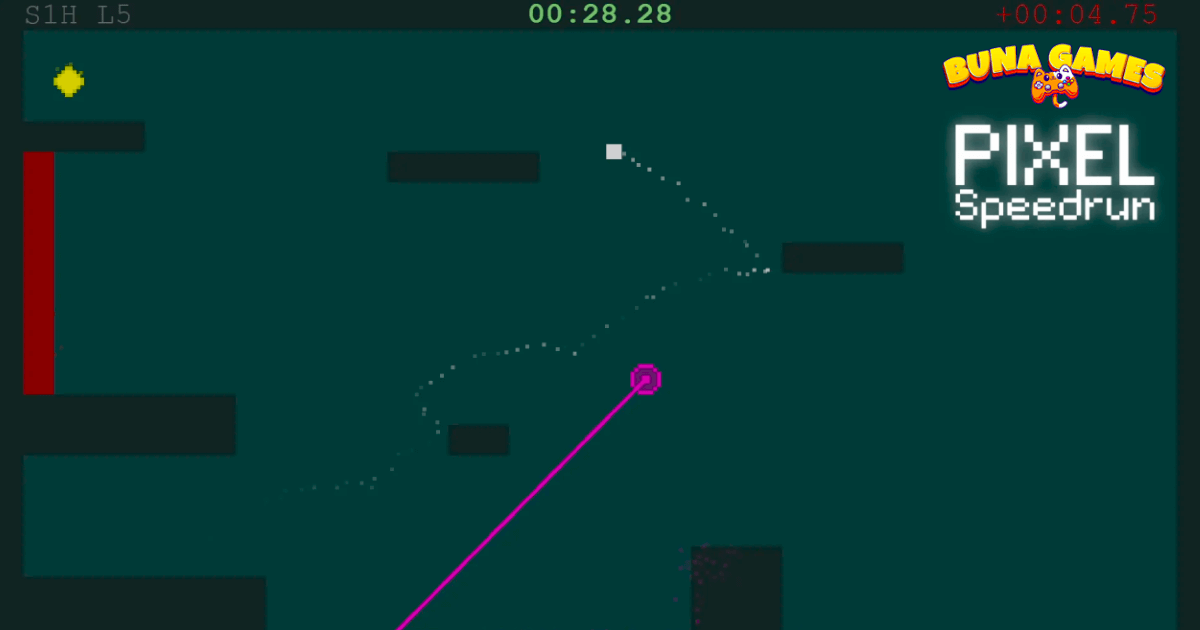 Pixel Speedrun game thumbnail on BunaGames - Hardcore fast-paced platformer with retro pixel graphics.
