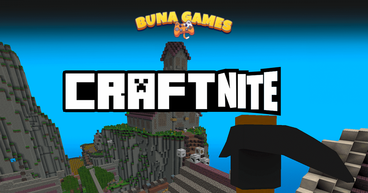 Craftnite.io voxel world battle royale with building and shooting mechanics