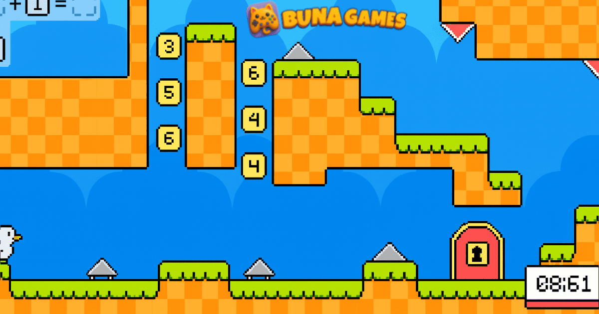 Math Duck game – cute yellow duck solving math puzzles online for free on BunaGames