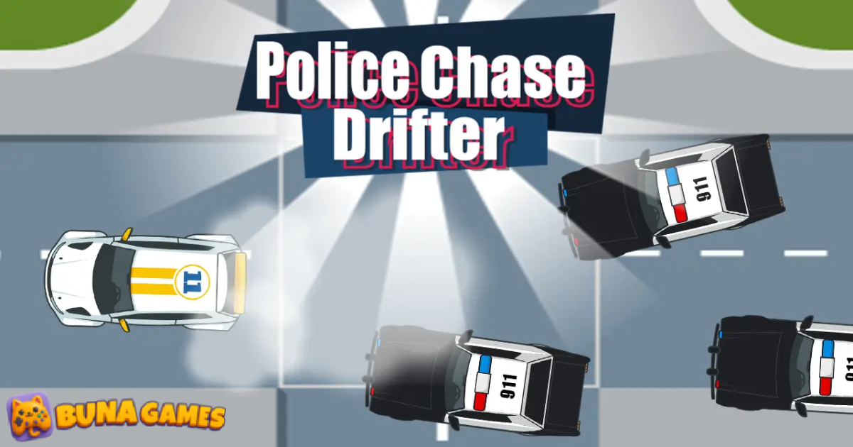 Police Chase Drifter game logo – free online car drifting and police chase game on BunaGames