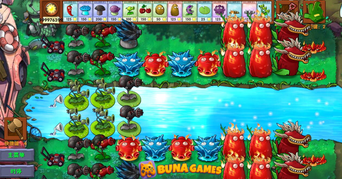 PvZ Fusion game feature image showing colorful fusion plants and cute zombies for kids